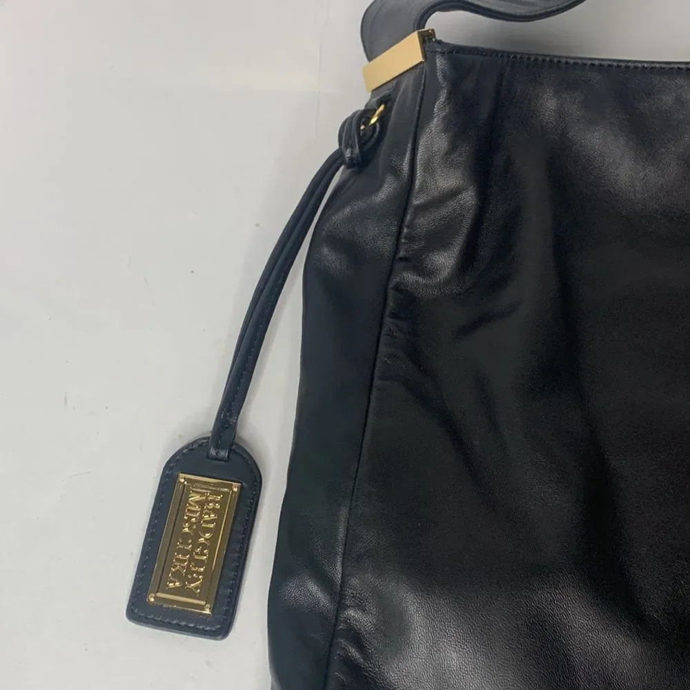 Badgley Mischka black cow leather large hobo shoulder bag